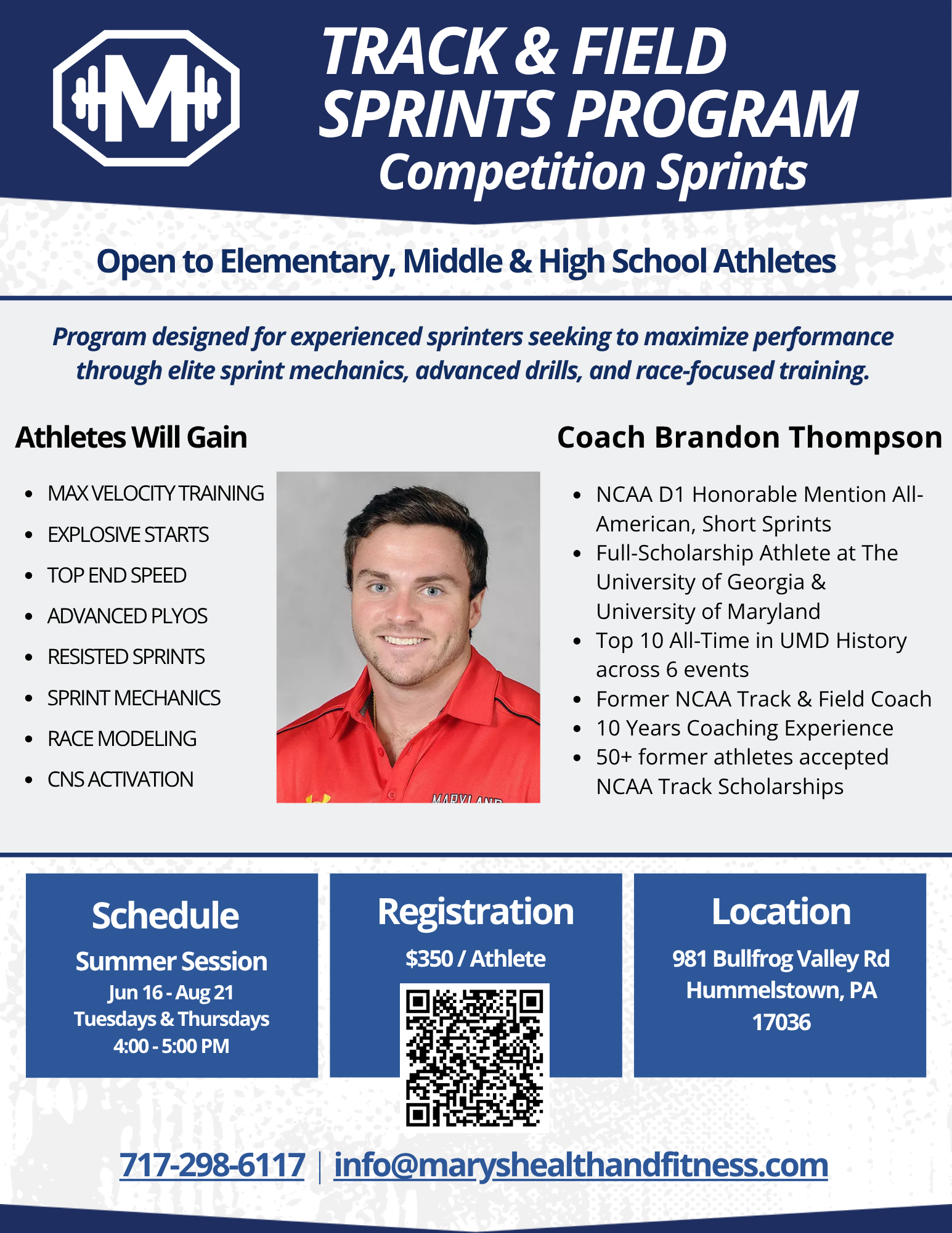Track Field Competition Program - Mary's Health and Fitness