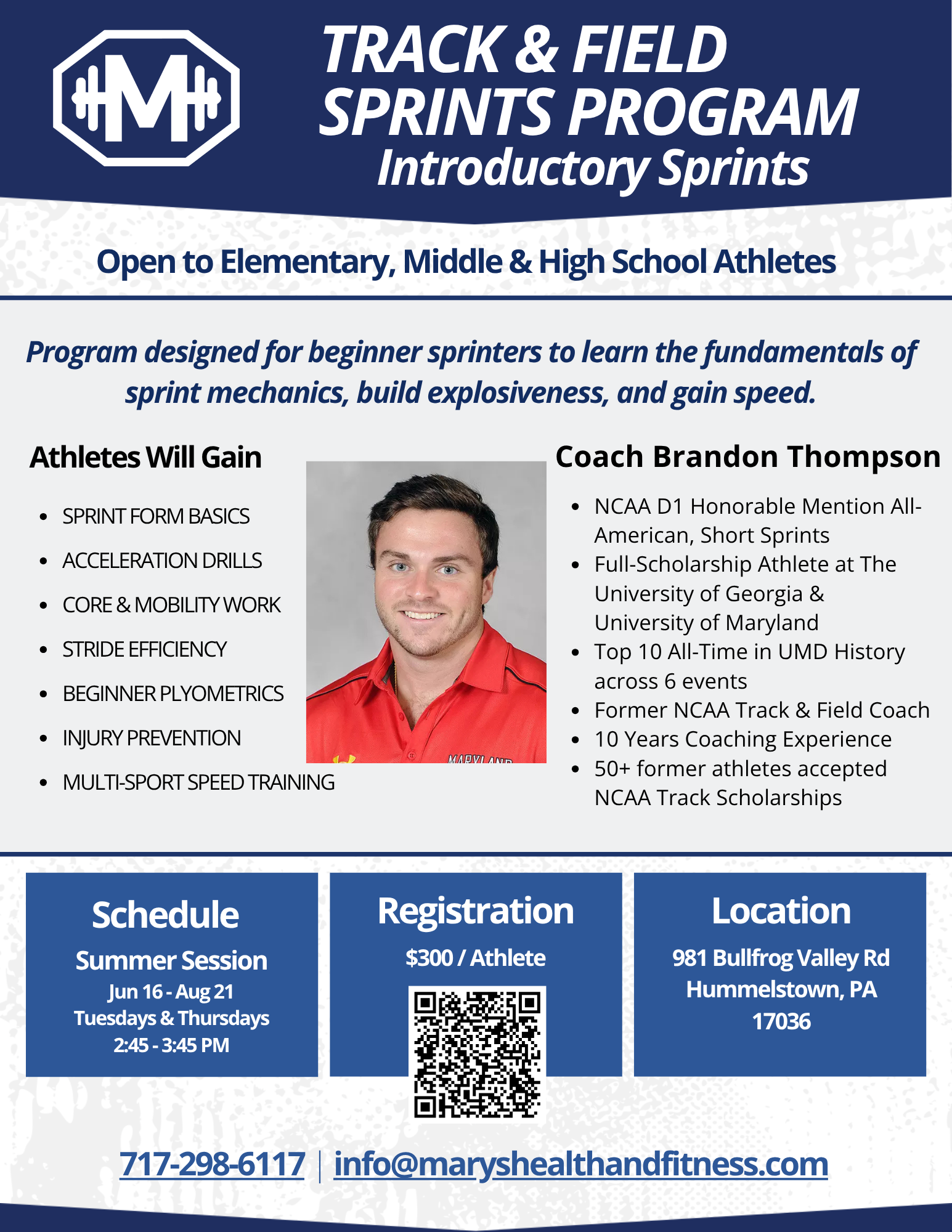 Track Field Introductory Program - Mary's Health and Fitness